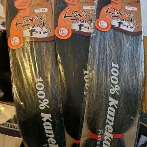 Black and Gray Straight Hair Extensions For Braiding, 3 Bundles For $24